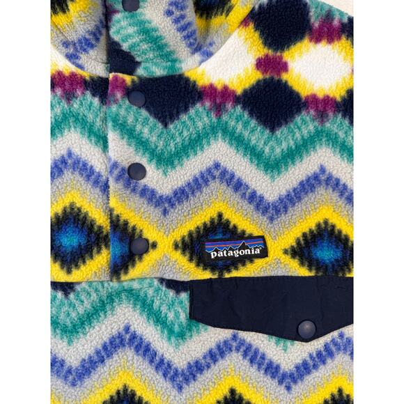 Patagonia Womens Synchilla Fleece Jacket Navy Timber Twist Geometric Size L - Picture 8 of 10
